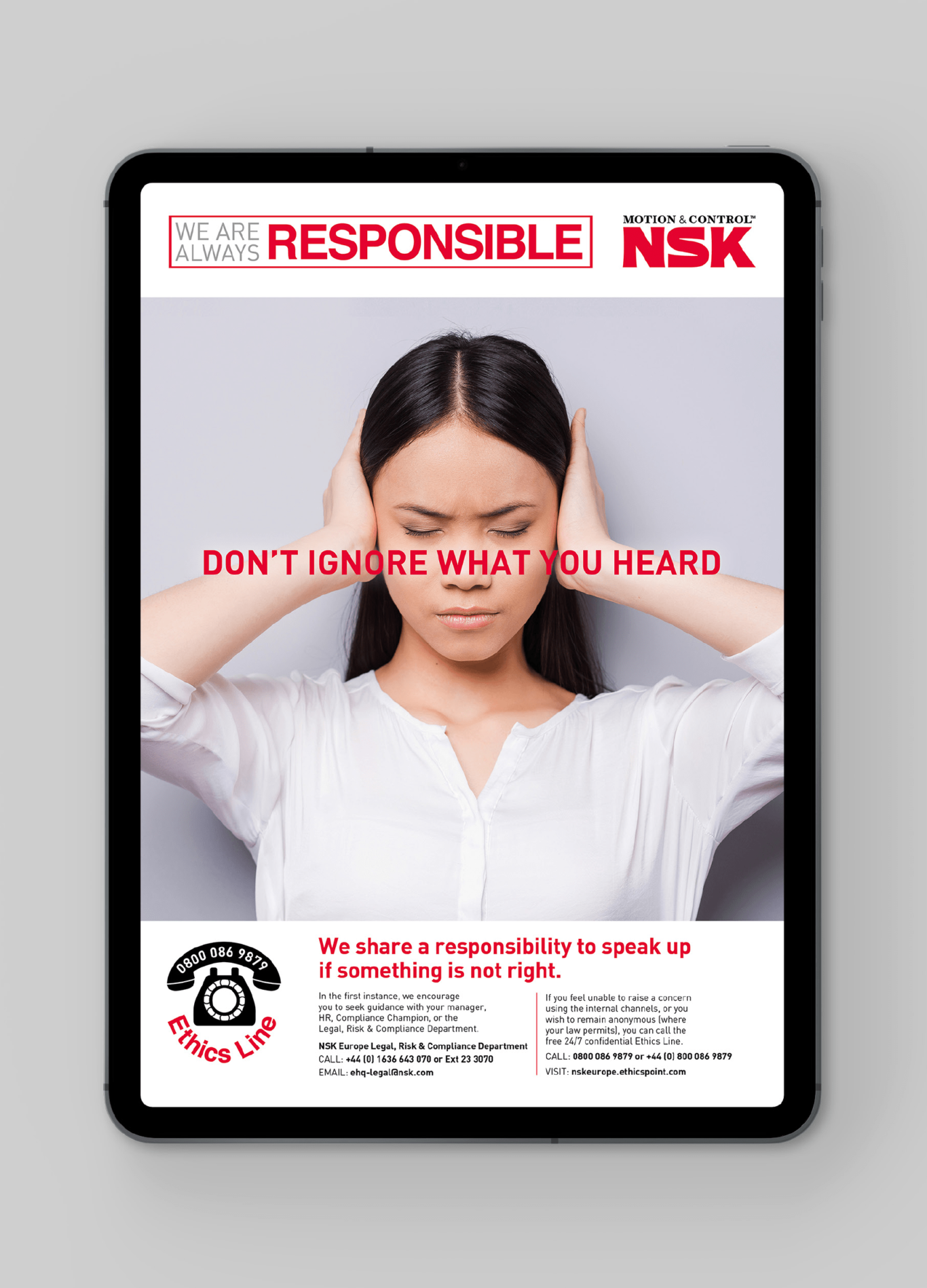 NSK — Speak Up — Global Internal Campaign — Don't Ignore What You Heard