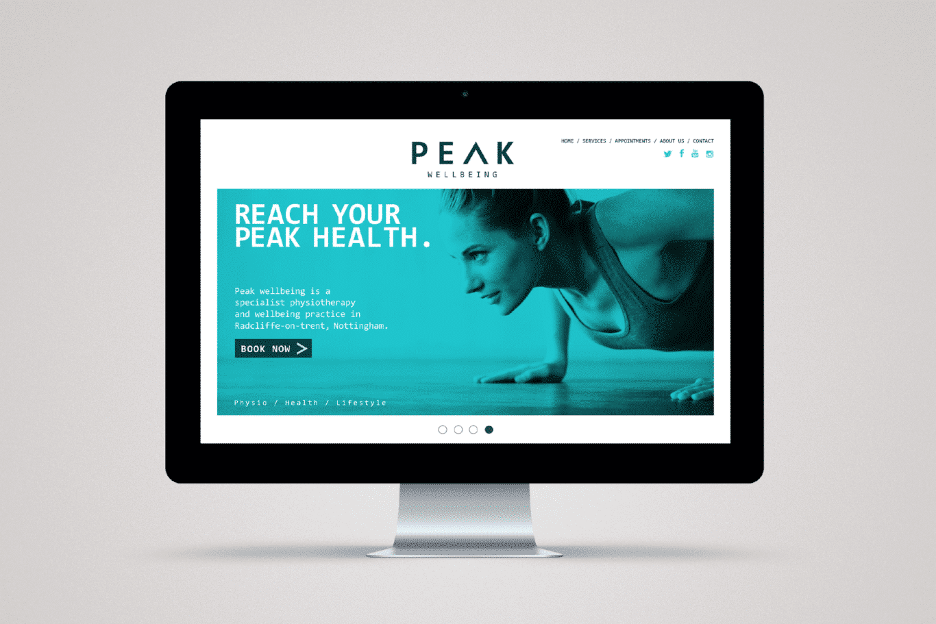 Rebrand - Peak Wellbeing - Website displayed on large display