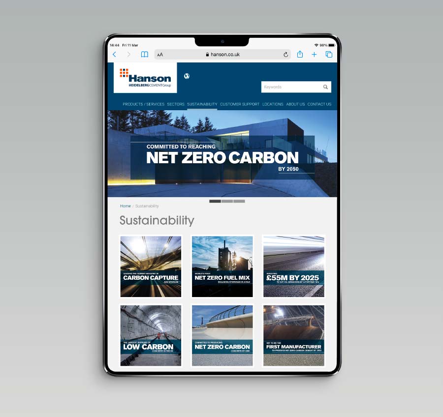 Net Zero webpage shown on an iPad